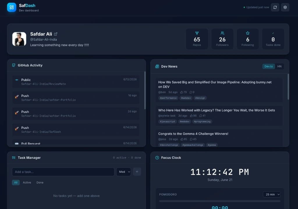 SafDash — project screenshot