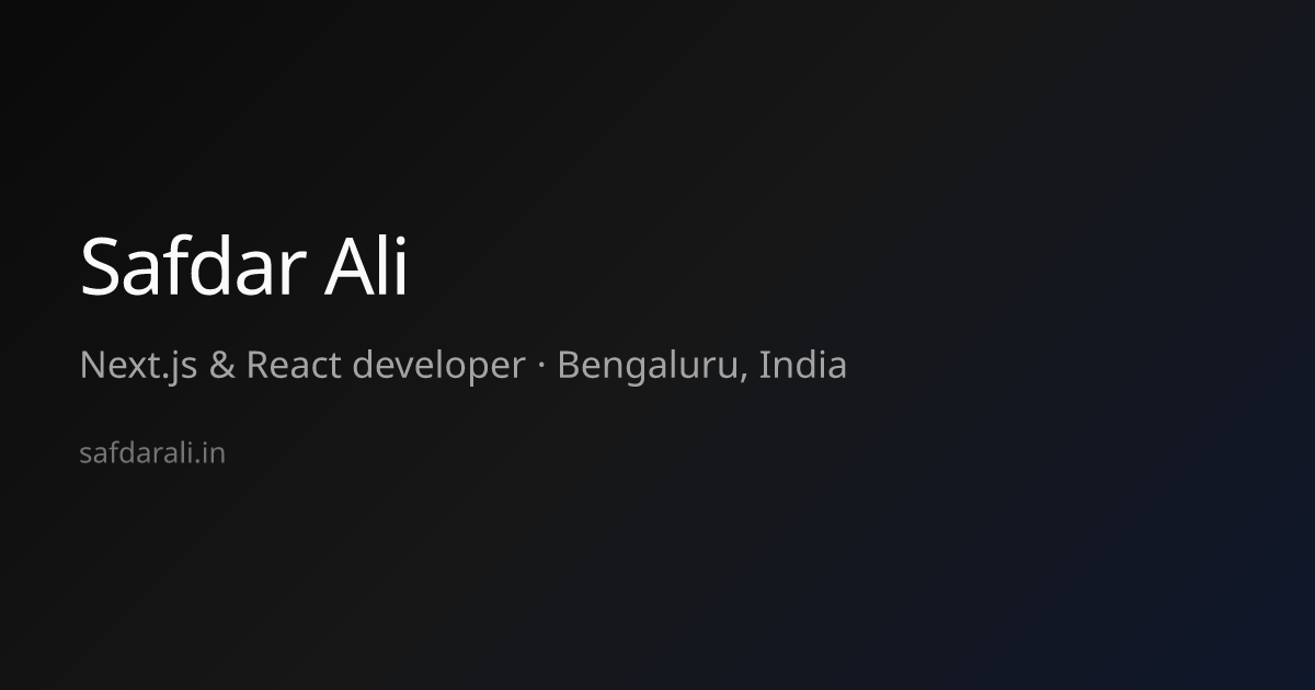 safdarali.in - Frontend Developer Portfolio Guide (India)